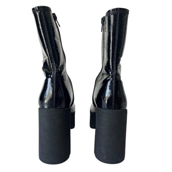 Jeffrey Campbell Refresh-L Black Patent Leather Boots Square Toe Y2K Size 8.5 - Picture 4 of 8